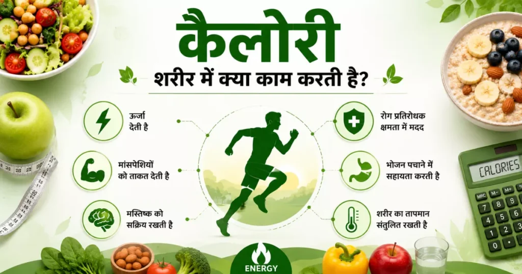 कैलोरी शरीर को ऊर्जा देने, मांसपेशियों को काम करने और दैनिक गतिविधियों को पूरा करने में मदद करती है