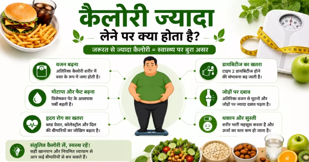 कैलोरी क्या होती है यह जानना जरुरी है अगर आप जरूरत से ज्यादा कैलोरी लेते है तो वजन बढ़ने का खतरा बढ़ जाता है। 